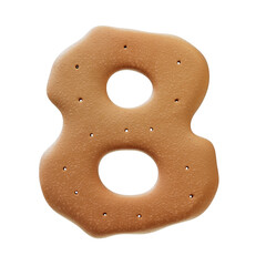 Poster - 3D Font.Chocolate Biscuit Donut Font Concept. Isometric Alphabet. Numbers And Letters. 3d rendering isolated on white background