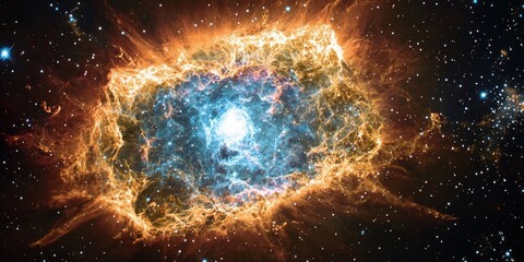 Wall Mural - A cosmic explosion resembling a living, breathing star at the center of the universe