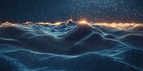 A cosmic-inspired artwork where light waves form intricate, flowing designs across space