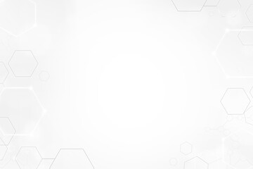 Digital technology background vector with hexagon frame in white tone