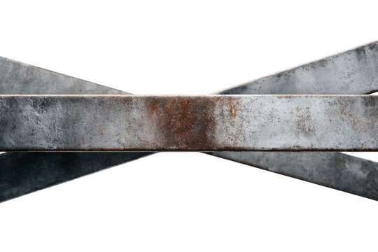 Rusty metal beams crisscross