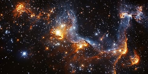 Wall Mural - A dramatic celestial scene where planetary fragments are scattered in a glowing, fiery burst