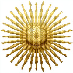 Poster - Abstract Gold Sunburst Design with Central Grid Pattern