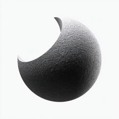 Fototapete - Abstract Grayscale Crescent Sphere with Textured Surface