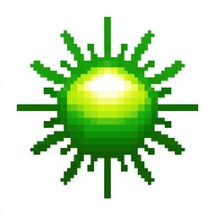 Poster - Abstract Green Pixel Art Sphere with Radiating Lines