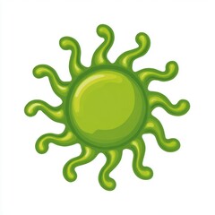 Poster - Abstract Green Sun Illustration with Wavy Rays