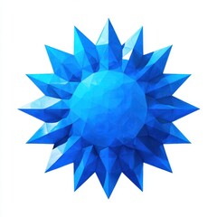 Poster - Abstract Low Poly Blue Sun Geometric 3D Design Element