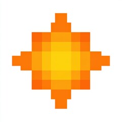 Poster - Abstract Pixel Art Sunburst in Orange and Yellow