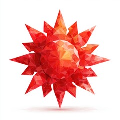 Poster - Abstract Red Geometric Sun Low Poly Design