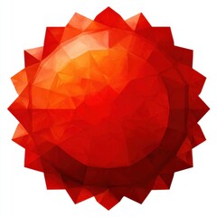 Poster - Abstract Red Polygonal Sphere with Spiky Edges on White Background