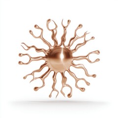 Fototapete - Abstract Rose Gold Metallic Sculpture Organic Tendrils and Central Orb