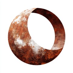Poster - Abstract Rusty Sphere Orange and Brown Textured Orb on White Background