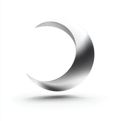 Fototapete - Abstract Silver Crescent Moon 3D Render on White