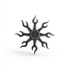 Fototapete - Abstract Silver and Black Sun Design with Flame like Points