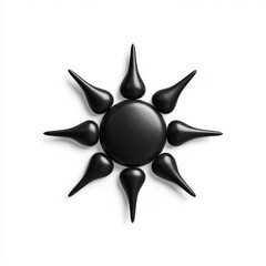 Poster - Black Eight Pointed Sun Symbol 3D Render on White