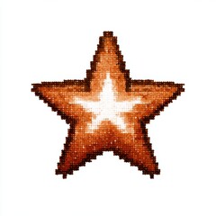 Poster - Brown Pixel Star on White Background