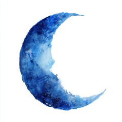 Poster - Celestial Blue Watercolor Crescent Moon Painting