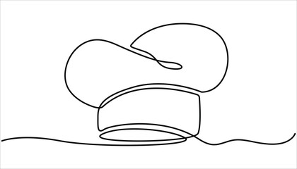 Poster - Continuous one line drawing of chef hat or cap. One line drawing illustration of hat chef. one continuous line drawing of cook hat uniform. Symbol of cafe, cooking in a simple one line style.