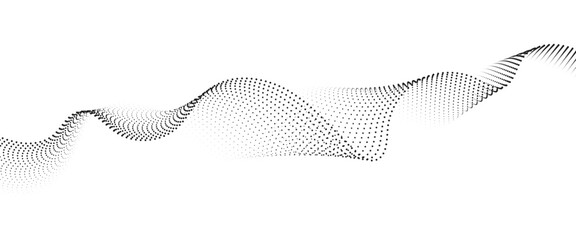 Poster - flowing dot wave halftone gradient pattern on transparent background