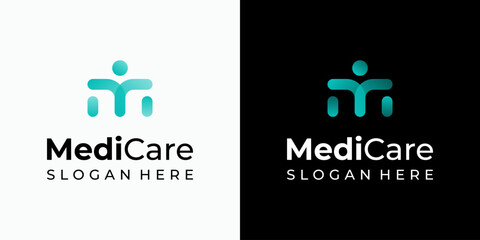 Aufkleber - Vector logo design of the initial M in the shape of a person with a modern, simple, clean, and abstract style. Icon for business, medical, coaching, and personal branding.