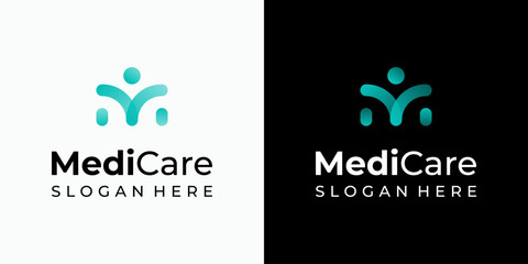 Aufkleber - Vector logo design of the initial M in the shape of a person with a modern, simple, clean, and abstract style. Icon for business, medical, coaching, and personal branding.