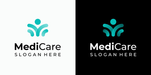 Aufkleber - Vector logo design of the initial M in the shape of a person with a modern, simple, clean, and abstract style. Icon for business, medical, coaching, and personal branding.