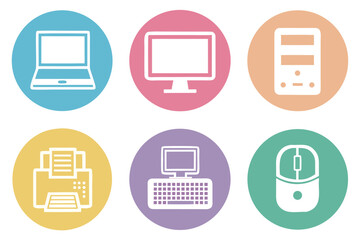 Aufkleber - Computer technology icons laptop desktop printer keyboard mouse vector