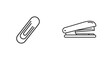 © eastnine - Set of office supply line icons featuring a paper clip and a stapler. Simple vector illustrations for business and school.