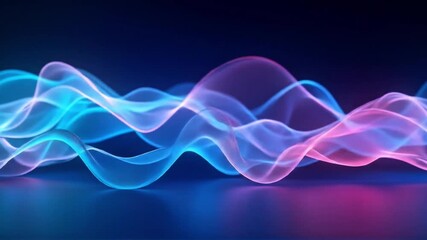 Poster - Abstract flowing digital wave in blue and pink gradient background animation