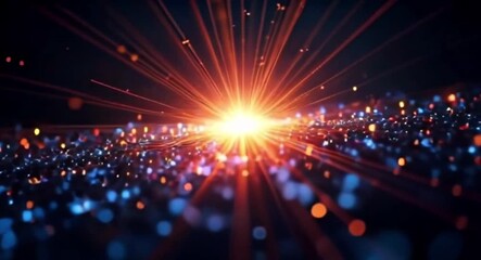 Poster - Abstract energy burst with glowing particles and light rays animation