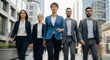 © ngamaz - Business Team Walking Confidently in City, Leading the Way.