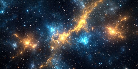 Wall Mural - wallpaper, symbol futuristic digital interpretation of space, featuring neon-lit star formations