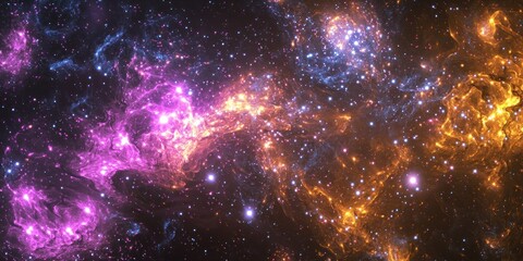 Wall Mural - wallpaper, symbol futuristic digital interpretation of space, featuring neon-lit star formations