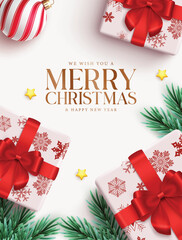 Wall Mural - merry christmas greeting card clipart poster design. merry christmas and happy new year text clip ar