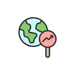 Poster - Global Market Analysis With An Arrow Graph On Planet Earth Globe