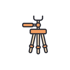 Poster - Camera Tripod With Adjustable Legs Illustration In Orange Color Palette