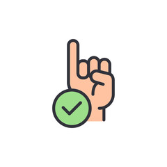 Poster - Approved Process With Finger Raised Up And Tick Symbol On Hand