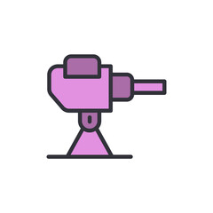 Poster - Stylized Depiction Of Futuristic Pink Energy Weapon On Tripod Mount