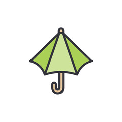 Poster - Stylized Green Umbrella Icon Symbolizing Protection From Weather