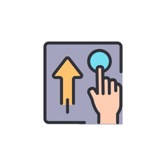 Poster - Hand Gesture Interacting With Touchscreen Device For Upward Action