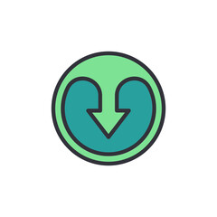 Poster - Circular Arrow Icon Pointing Downwards In Teal Green And Mint Colors