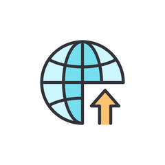 Poster - Global Upload Symbol Illustrating Data Transfer And Online Connectivity