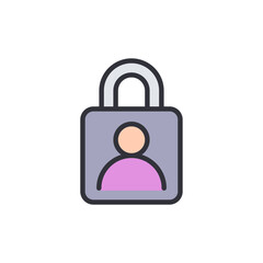 Poster - User Account Privacy Symbol In A Locked Padlock Icon With Transparent Area