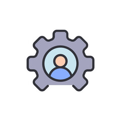 Poster - Cogwheel With User Icon Representing Profile Configuration And Settings