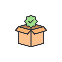 Poster - Delivery Box With Approval Sign For Quality Control Assurance Symbol