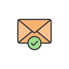 Poster - Envelope Symbol With Green Check Mark Indicating Message Delivery Confirmation