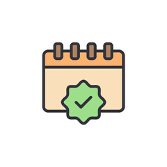 Poster - Stylized Calendar Icon With Green Checkmark Badge For Task Completion