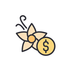Poster - Vanilla Flower And Dollar Coin Symbolizing The Value Of Natural Products