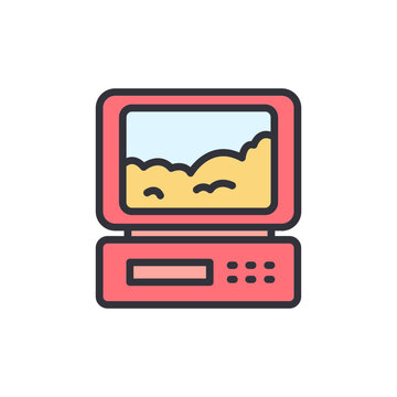 Aesthetic Illustration Of Vintage Personal Computer Isolated On Transparent Layout