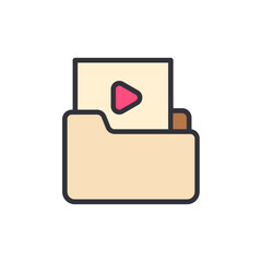 Poster - Folder With Video File Isolated Representing Digital Media Storage